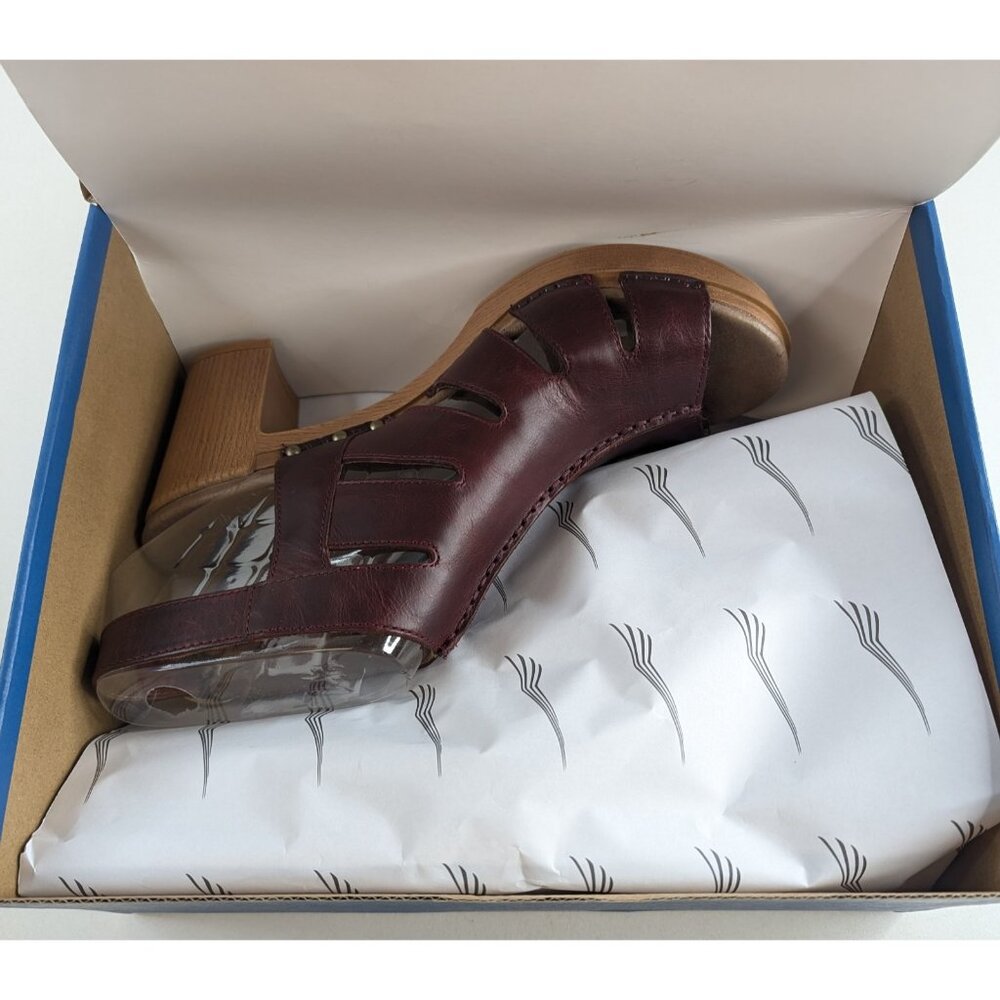 Dansko Demetra Sandals Ruby Pull-Up Leather Heeled Ankle Strap EU 41 US 9.5-10 - Picture 7 of 13